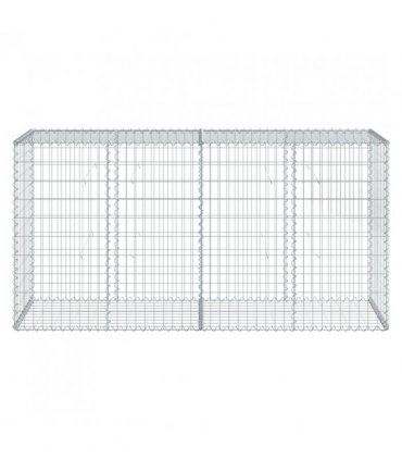 vidaXL Gabion Basket with Cover 200x50x100 cm Galvanised Iron — Size: 200 x 50 x 100 cm