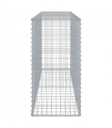 vidaXL Gabion Basket with Cover 200x50x100 cm Galvanised Iron — Size: 200 x 50 x 100 cm