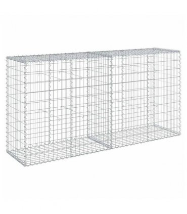 vidaXL Gabion Basket with Cover 200x50x100 cm Galvanised Iron — Size: 200 x 50 x 100 cm