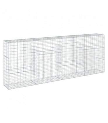 vidaXL Gabion Basket with Cover 400x50x150 cm Galvanised Iron — Size: 400 x 50 x 150 cm