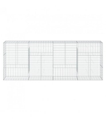 vidaXL Gabion Basket with Cover 400x50x150 cm Galvanised Iron — Size: 400 x 50 x 150 cm