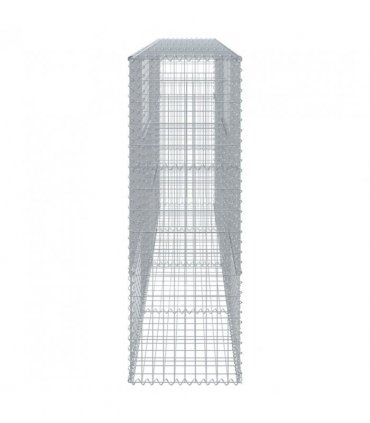 vidaXL Gabion Basket with Cover 400x50x150 cm Galvanised Iron — Size: 400 x 50 x 150 cm