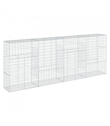 vidaXL Gabion Basket with Cover 400x50x150 cm Galvanised Iron — Size: 400 x 50 x 150 cm