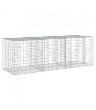 vidaXL Gabion Basket with Cover 300x100x100 cm Galvanised Iron — Size: 300 x 100 x 100 cm