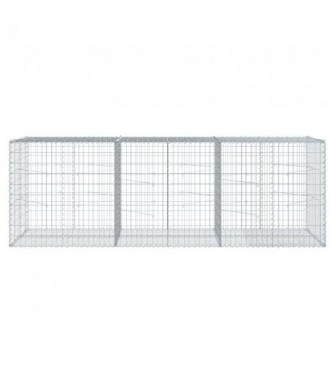 vidaXL Gabion Basket with Cover 300x100x100 cm Galvanised Iron — Size: 300 x 100 x 100 cm