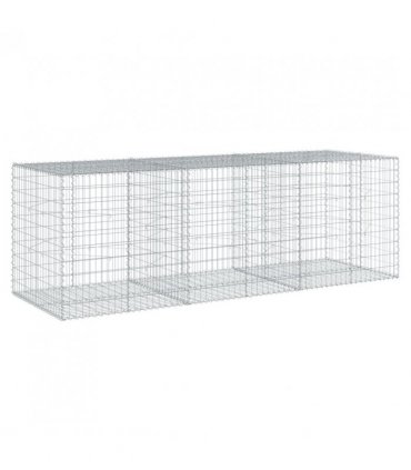 vidaXL Gabion Basket with Cover 300x100x100 cm Galvanised Iron — Size: 300 x 100 x 100 cm