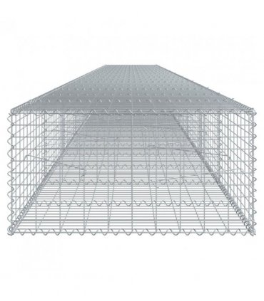 vidaXL Gabion Basket with Cover 1000x100x50 cm Galvanised Iron — Size: 1000 x 100 x 50 cm