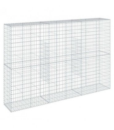 vidaXL Gabion Basket with Cover 300x50x200 cm Galvanised Iron — Size: 300 x 50 x 200 cm