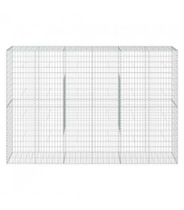 vidaXL Gabion Basket with Cover 300x50x200 cm Galvanised Iron — Size: 300 x 50 x 200 cm