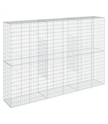 vidaXL Gabion Basket with Cover 300x50x200 cm Galvanised Iron — Size: 300 x 50 x 200 cm