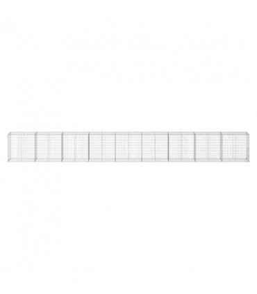 vidaXL Gabion Basket with Cover 900x50x100 cm Galvanised Iron — Size: 900 x 50 x 100 cm