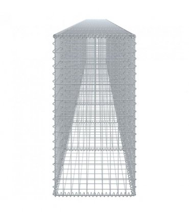 vidaXL Gabion Basket with Cover 900x50x100 cm Galvanised Iron — Size: 900 x 50 x 100 cm