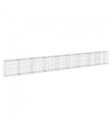 vidaXL Gabion Basket with Cover 900x50x100 cm Galvanised Iron — Size: 900 x 50 x 100 cm