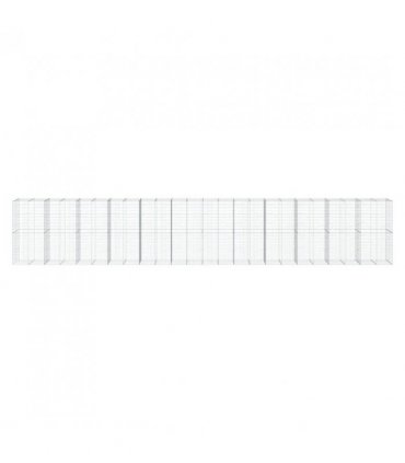 vidaXL Gabion Basket with Cover 1200x100x200 cm Galvanised Iron — Size: 1200 x 100 x 200 cm