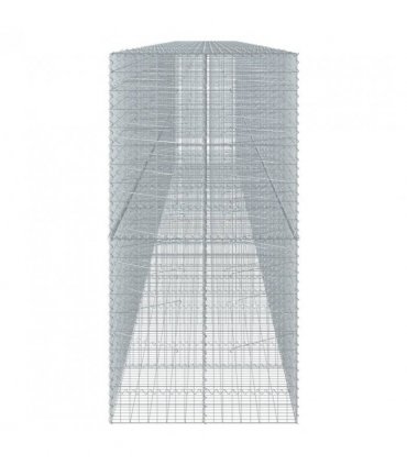 vidaXL Gabion Basket with Cover 1200x100x200 cm Galvanised Iron — Size: 1200 x 100 x 200 cm