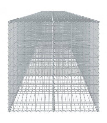 vidaXL Gabion Basket with Cover 1200x100x100 cm Galvanised Iron — Size: 1200 x 100 x 100 cm