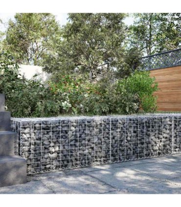vidaXL Gabion Basket with Cover 200x50x50 cm Galvanised Iron — Size: 200 x 50 x 50 cm