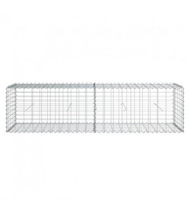 vidaXL Gabion Basket with Cover 200x50x50 cm Galvanised Iron — Size: 200 x 50 x 50 cm