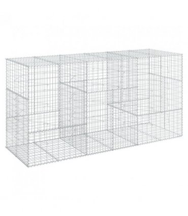 vidaXL Gabion Basket with Cover 300x100x150 cm Galvanised Iron — Size: 300 x 100 x 150 cm