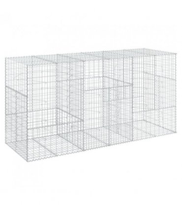 vidaXL Gabion Basket with Cover 300x100x150 cm Galvanised Iron — Size: 300 x 100 x 150 cm