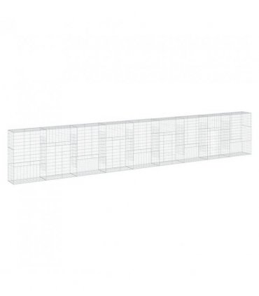 vidaXL Gabion Basket with Cover 900x50x150 cm Galvanised Iron — Size: 900 x 50 x 150 cm