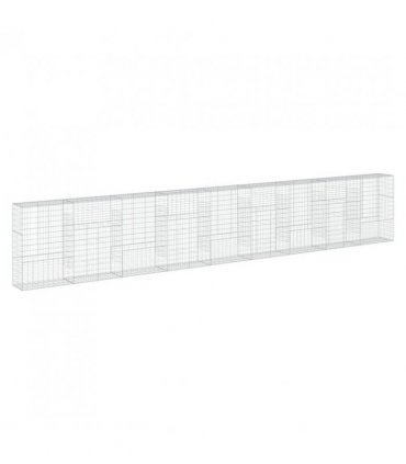 vidaXL Gabion Basket with Cover 900x50x150 cm Galvanised Iron — Size: 900 x 50 x 150 cm