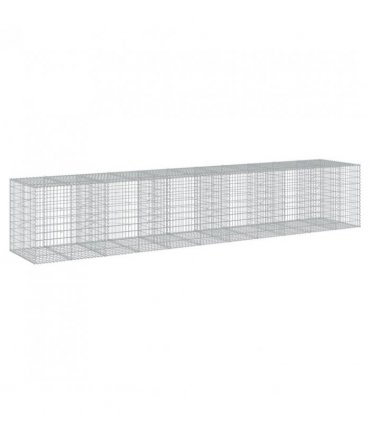 vidaXL Gabion Basket with Cover 550x100x100 cm Galvanised Iron — Size: 550 x 100 x 100 cm