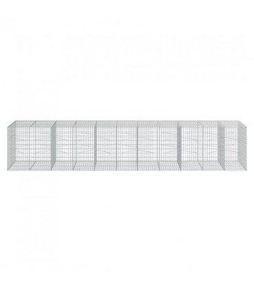 vidaXL Gabion Basket with Cover 550x100x100 cm Galvanised Iron — Size: 550 x 100 x 100 cm