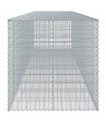 vidaXL Gabion Basket with Cover 550x100x100 cm Galvanised Iron — Size: 550 x 100 x 100 cm