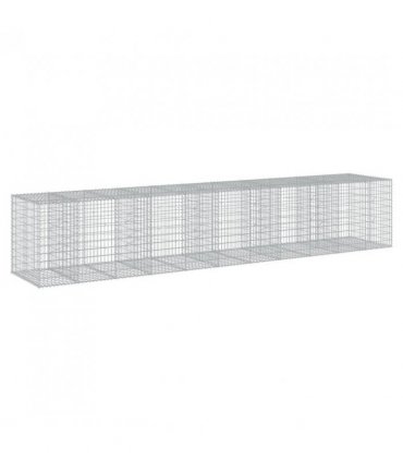 vidaXL Gabion Basket with Cover 550x100x100 cm Galvanised Iron — Size: 550 x 100 x 100 cm