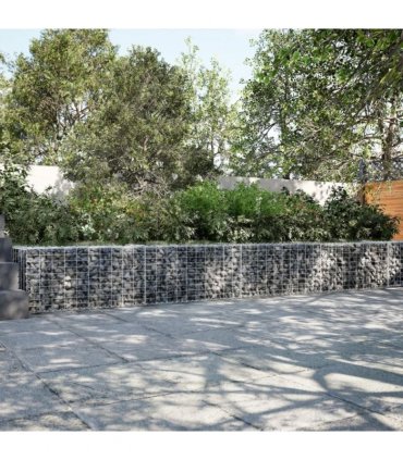 vidaXL Gabion Basket with Cover 800x50x50 cm Galvanised Iron — Size: 800 x 50 x 50 cm