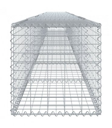 vidaXL Gabion Basket with Cover 800x50x50 cm Galvanised Iron — Size: 800 x 50 x 50 cm