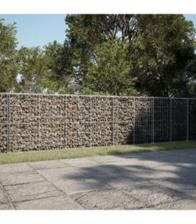 vidaXL Gabion Basket with Cover 900x100x100 cm Galvanised Iron — Size: 900 x 100 x 100 cm
