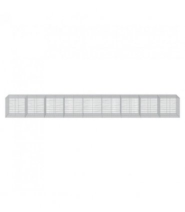 vidaXL Gabion Basket with Cover 900x100x100 cm Galvanised Iron — Size: 900 x 100 x 100 cm
