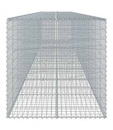 vidaXL Gabion Basket with Cover 900x100x100 cm Galvanised Iron — Size: 900 x 100 x 100 cm