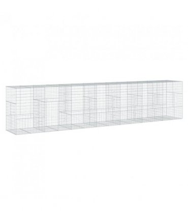 vidaXL Gabion Basket with Cover 700x100x150 cm Galvanised Iron — Size: 700 x 100 x 150 cm