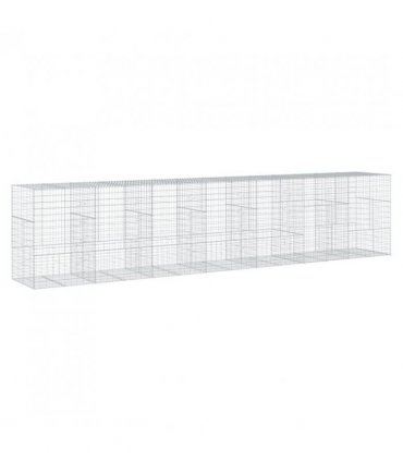 vidaXL Gabion Basket with Cover 700x100x150 cm Galvanised Iron — Size: 700 x 100 x 150 cm