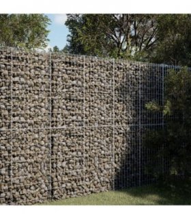 vidaXL Gabion Basket with Cover 100x50x200 cm Galvanised Iron — Size: 100 x 50 x 200 cm