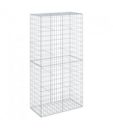 vidaXL Gabion Basket with Cover 100x50x200 cm Galvanised Iron — Size: 100 x 50 x 200 cm