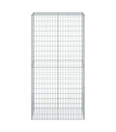 vidaXL Gabion Basket with Cover 100x50x200 cm Galvanised Iron — Size: 100 x 50 x 200 cm