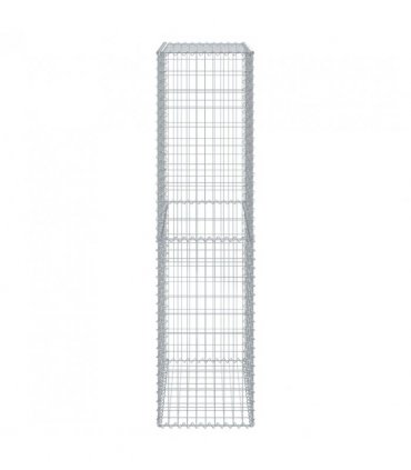vidaXL Gabion Basket with Cover 100x50x200 cm Galvanised Iron — Size: 100 x 50 x 200 cm