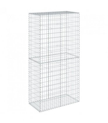 vidaXL Gabion Basket with Cover 100x50x200 cm Galvanised Iron — Size: 100 x 50 x 200 cm