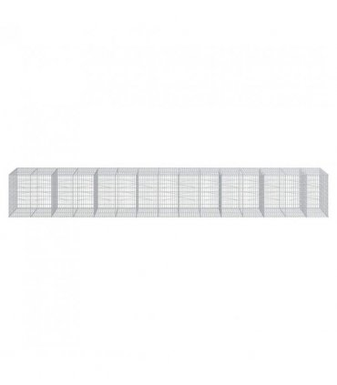 vidaXL Gabion Basket with Cover 750x100x100 cm Galvanised Iron — Size: 750 x 100 x 100 cm