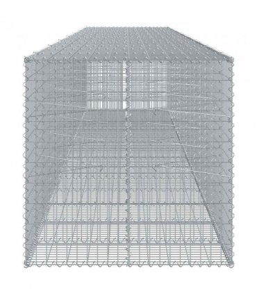 vidaXL Gabion Basket with Cover 750x100x100 cm Galvanised Iron — Size: 750 x 100 x 100 cm