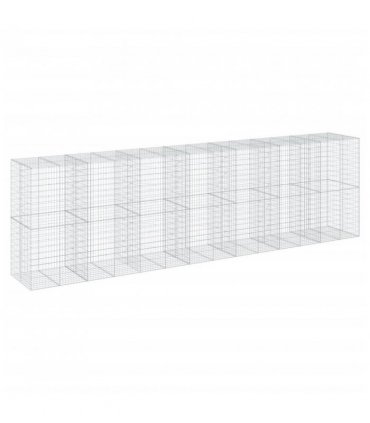vidaXL Gabion Basket with Cover 700x100x200 cm Galvanised Iron — Size: 700 x 100 x 200 cm