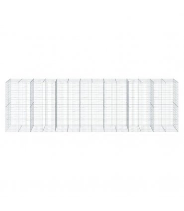 vidaXL Gabion Basket with Cover 700x100x200 cm Galvanised Iron — Size: 700 x 100 x 200 cm