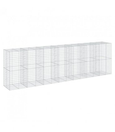 vidaXL Gabion Basket with Cover 700x100x200 cm Galvanised Iron — Size: 700 x 100 x 200 cm