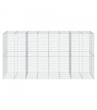 vidaXL Gabion Basket with Cover 400x100x200 cm Galvanised Iron — Size: 400 x 100 x 200 cm