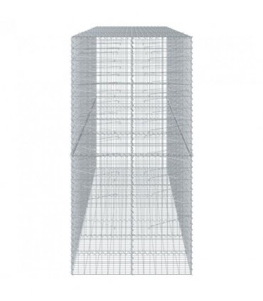 vidaXL Gabion Basket with Cover 400x100x200 cm Galvanised Iron — Size: 400 x 100 x 200 cm