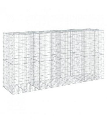 vidaXL Gabion Basket with Cover 400x100x200 cm Galvanised Iron — Size: 400 x 100 x 200 cm
